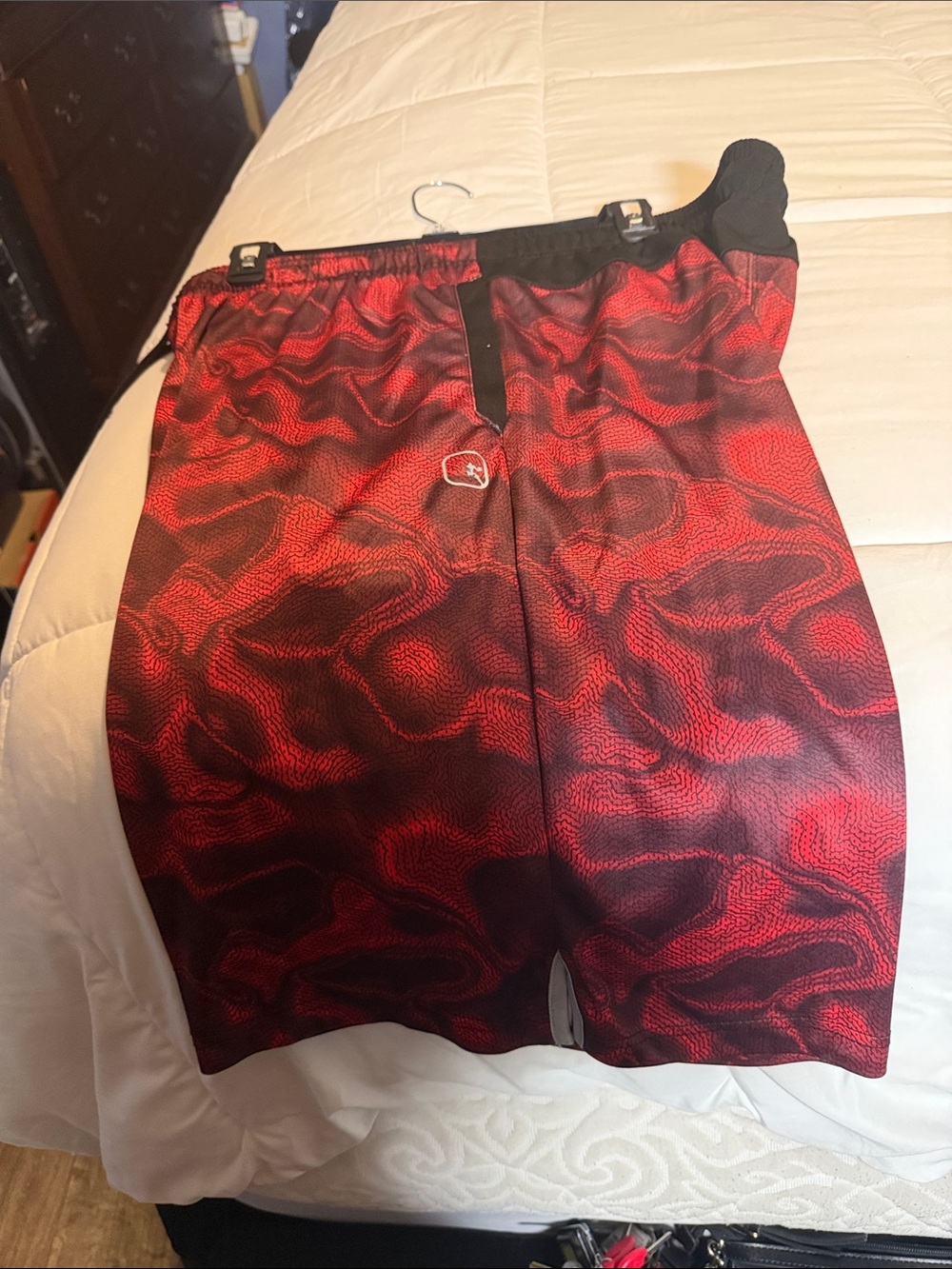 And1 Red and Black Wavy Pattern Men's Athletic Shorts